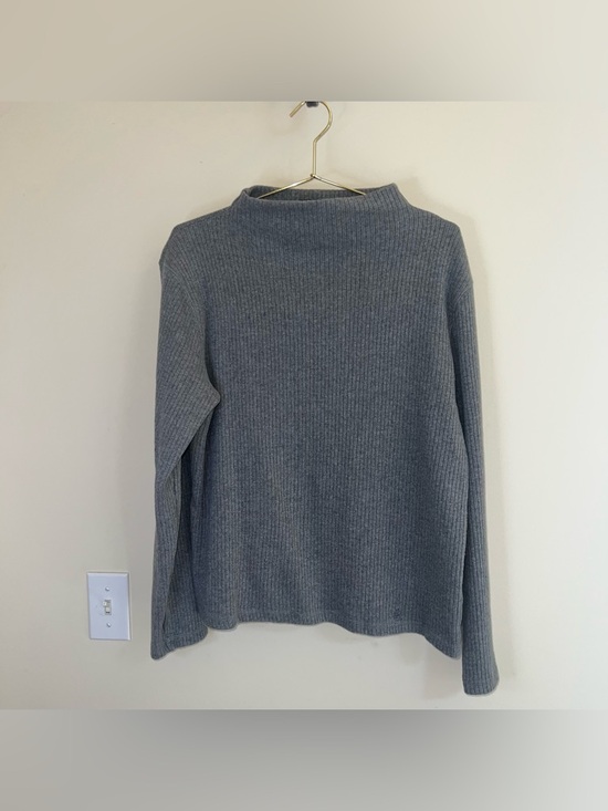 Lauren Ralph Lauren Sweaters - Lauren Ralph Lauren Ribbed Mock Neck Sweater Gray Cotton Logo Size L